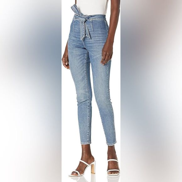 BlankNYC The Great Jones Med Wash High Rise Skinny Jeans with Tie Waist, Size 26 - Picture 1 of 10